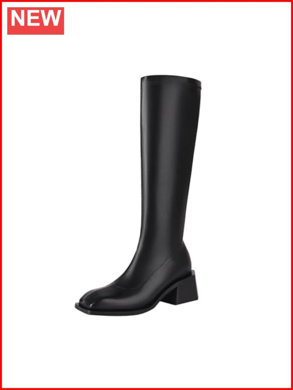 vivianly Women's Knee High Boots Square Toe Faux Leather Flat Tall Boots